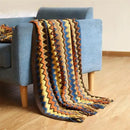 GobekUsa Boho Knitted Striped Blanket with Tassels