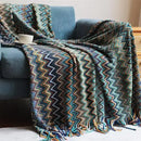 GobekUsa Boho Knitted Striped Blanket with Tassels