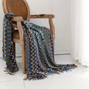 GobekUsa Boho Knitted Striped Blanket with Tassels