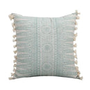 Boho light blue & white patterned pillow cover living room tassel by Decorbites
