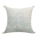 Boho light blue & white patterned pillow cover living room tassel by Decorbites