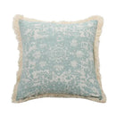 Boho light blue & white patterned pillow cover living room tassel by Decorbites