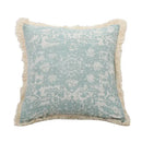 Boho light blue & white patterned pillow cover living room tassel by Decorbites