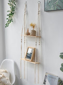 GobekUsa Boho Macrame Wall Shelf for Home Decor