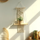 GobekUsa Boho Macrame Wood Wall Shelf Home Decor