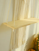 GobekUsa Boho Macrame Wood Wall Shelf Home Decor