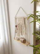 GobekUsa Boho Macrame Wood Wall Shelf Home Decor