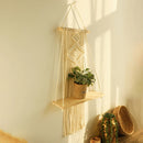 GobekUsa Boho Macrame Wood Wall Shelf Home Decor