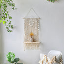GobekUsa Boho Macrame Wood Wall Shelf Home Decor