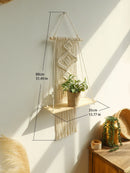 GobekUsa Boho Macrame Wood Wall Shelf Home Decor