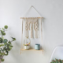 GobekUsa Boho Macrame Wood Wall Shelf Home Decor