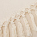Boho macrame woven cushion cover cream cotton tassels bedroom pillow by Decorbites