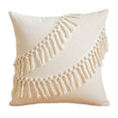 Boho macrame woven cushion cover cream cotton tassels bedroom pillow by Decorbites