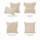 Boho macrame woven cushion cover cream cotton tassels bedroom pillow by Decorbites