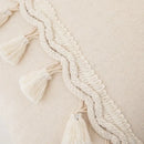 Boho macrame woven cushion cover cream cotton tassels bedroom pillow by Decorbites