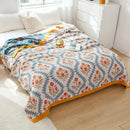 GobekUsa Boho Mandala Cotton Summer Blanket - Double-Sided Soft Throw for Beds, Sofas