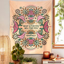 Boho moon flower magic peach tapestry bedroom wall hanging by Decorbites