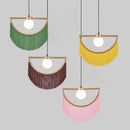 GobekUsa Coloured Tassel Glass Ball Pendant Light for Boho Minimalist Style Bedroom & Restaurant