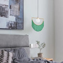 GobekUsa Coloured Tassel Glass Ball Pendant Light for Boho Minimalist Style Bedroom & Restaurant