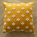 Boho mustard geometric tufted cushion cover living room pom pom accent by Decorbites