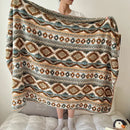 GobekUsa Boho Printed Blanket: Cozy, Multi-Functional, Half-Flannel Shawl, Single/Double Bedspread