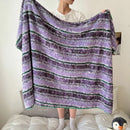 GobekUsa Boho Printed Blanket: Cozy, Multi-Functional, Half-Flannel Shawl, Single/Double Bedspread