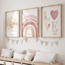 GobekUsa Boho Rainbow Sunshine Nursery Poster Set