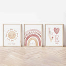 GobekUsa Boho Rainbow Sunshine Nursery Poster Set