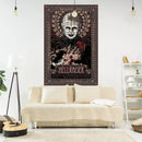Boho red & blue jack-o-lantern wall tapestry bedroom fabric decor by Decorbites