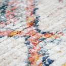 Boho Rug Cream Colorful Ethnic Diamond Pattern Ripped Design