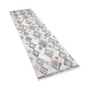 Boho Rug Cream Colorful Ethnic Diamond Pattern Ripped Design