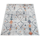Boho Rug Cream Ethnic Diamond Pattern Modern Ripped Design