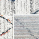 Boho Rug Cream Ethnic Diamond Pattern Modern Ripped Design