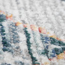 Boho Rug Cream Ethnic Diamond Pattern Modern Ripped Design