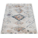 Boho Rug Cream Ethnic Diamond Pattern Unique Design Ripped