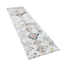 Boho Rug Cream Ethnic Diamond Pattern Unique Design Ripped