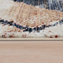 Boho Rug For Living Rooms Diamond Pattern Red Cream