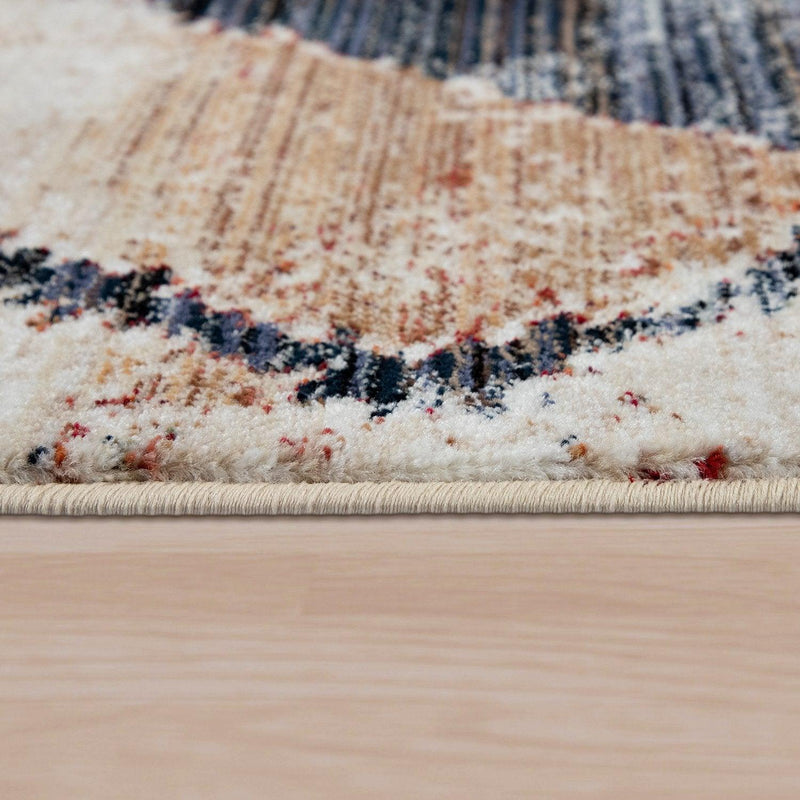 Boho Rug For Living Rooms Diamond Pattern Red Cream