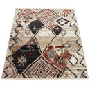 Boho Rug For Living Rooms Diamond Pattern Red Cream