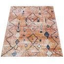 Boho Rug Red Ethnic Diamond Pattern Modern Ripped Design