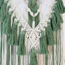 Boho sage green & white macrame tassel stick wall hanging bedroom art by Decorbites