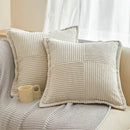 Boho striped emerald green corduroy pillow covers living room decor by Decorbites