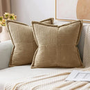 Boho striped pillow covers cream quilted living room decor by Decorbites