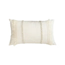 Boho style beige linen cushion cover with tassels living room decor by Decorbites
