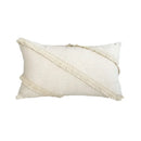 Boho style beige linen cushion cover with tassels living room decor by Decorbites