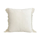 Boho style beige linen cushion cover with tassels living room decor by Decorbites