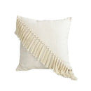 Boho style beige linen cushion cover with tassels living room decor by Decorbites