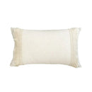 Boho style beige linen cushion cover with tassels living room decor by Decorbites