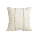 Boho style beige linen cushion cover with tassels living room decor by Decorbites