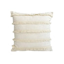 Boho style beige linen cushion cover with tassels living room decor by Decorbites